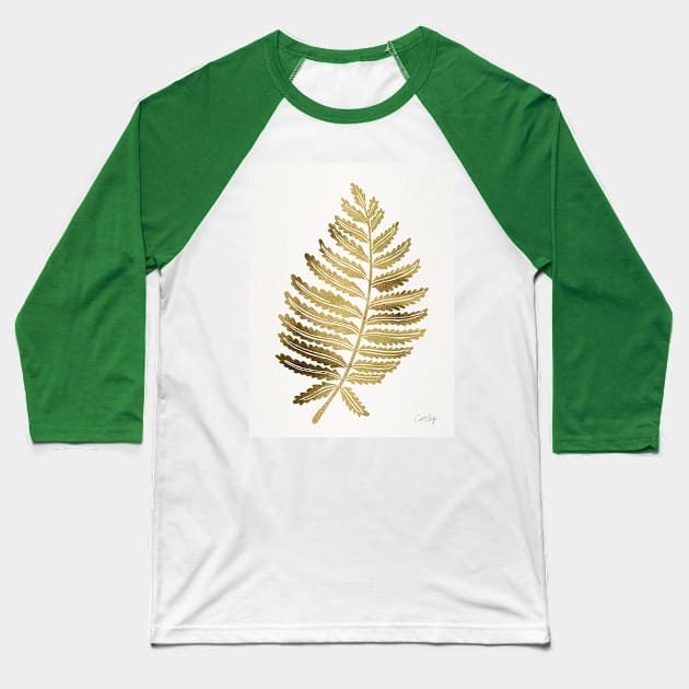 fern leaf gold Baseball T-Shirt by CatCoq